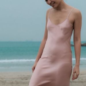 Anaphe Silk Slip Dress -Barely Pink